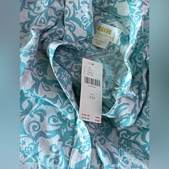 Anthropologie The Irene Linen Shirt Dress by Maeve XXS 2XS new sky color - Picture 5 of 8